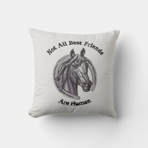 Not All Best Friends Are Human Vintage Horse Throw Pillow
