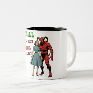 Not All Devils Hide in Hell – Retro Horror Design  Two-Tone Coffee Mug