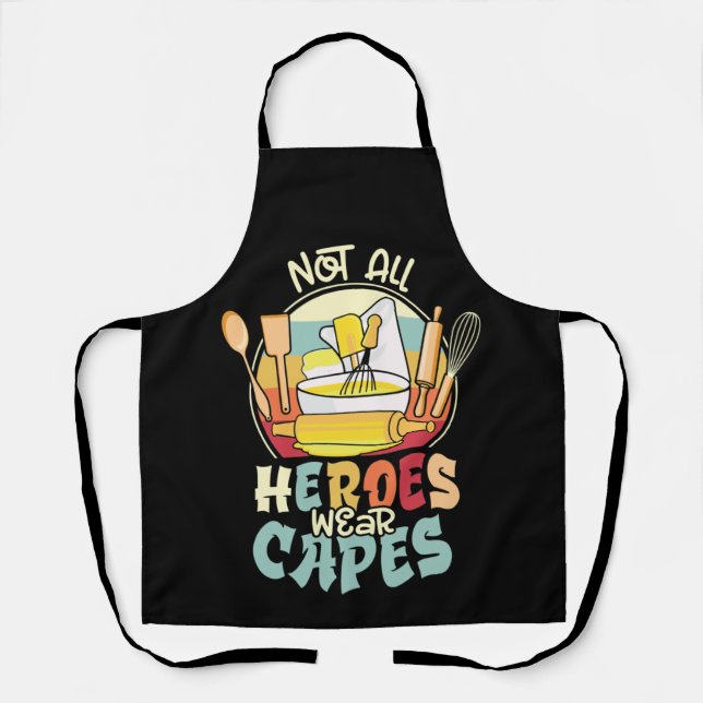 Not All Of Heroes Wear Capes School Lunch Lady Apron (Front)