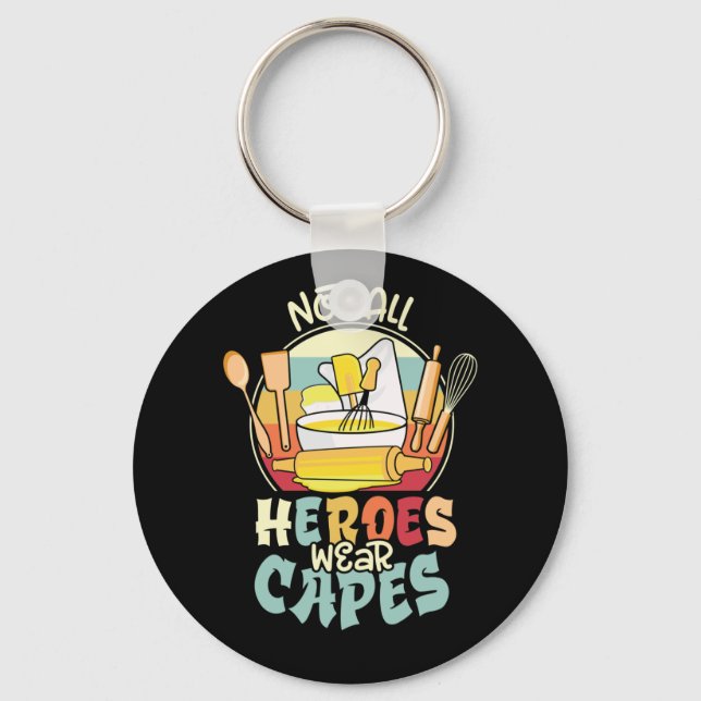 Not All Of Heroes Wear Capes School Lunch Lady Keychain (Front)