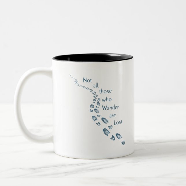 Not all those who Wander are Lost Hiking Footprint Two-Tone Coffee Mug (Left)