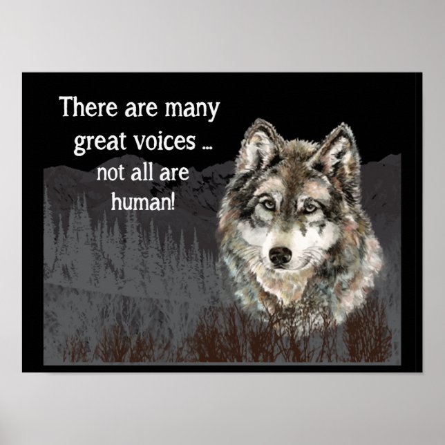 Not all Voices Human Inspirational Wolf Quote Poster (Front)