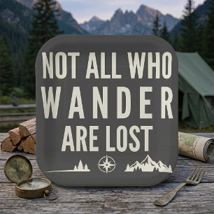 Not All Who Wander Are Lost Mountain Art  Paper Plate