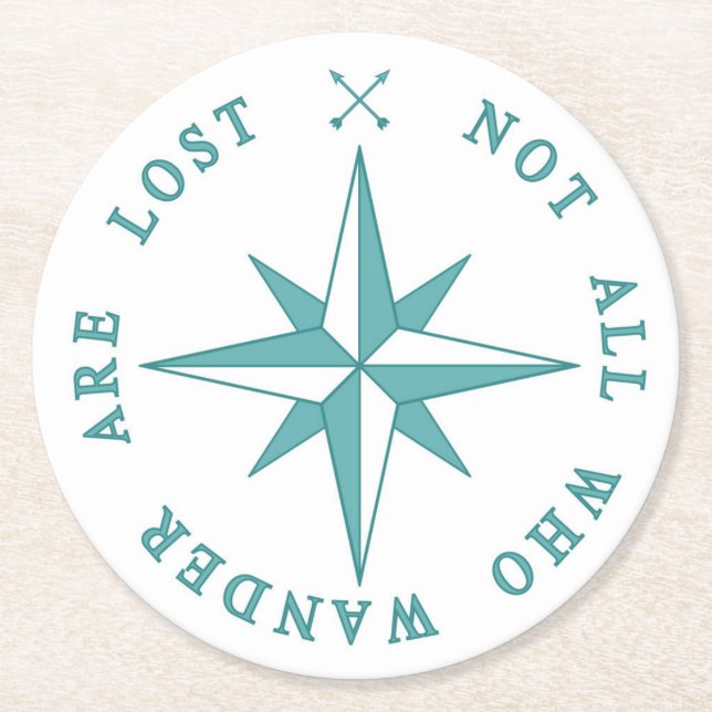 Not All Who Wander Are Lost Round Paper Coaster (Front)