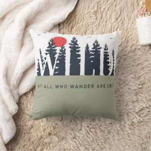 Not All Who Wander Nature Modern Colorblock Throw Pillow