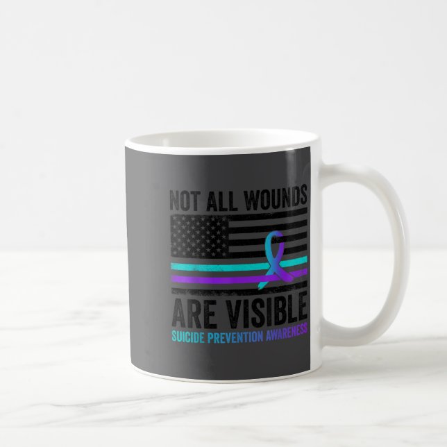 Not All Wounds Are Visible American Flag Suicide P Coffee Mug (Right)