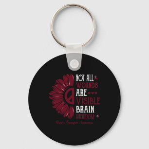 Not All Wounds Are Visible Brain Aneurysm Burgundy Keychain