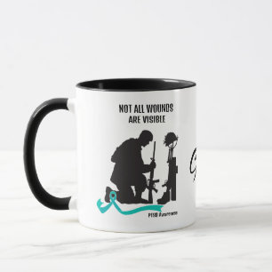 NOT ALL WOUNDS ARE VISIBLE. PTSD AWARENESS. MUG
