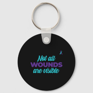 Not All Wounds Are Visible Teal And Purple Awarene Keychain