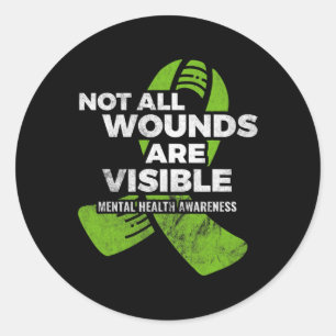 Not All Wounds Visible Mental Health Awareness Psy Classic Round Sticker