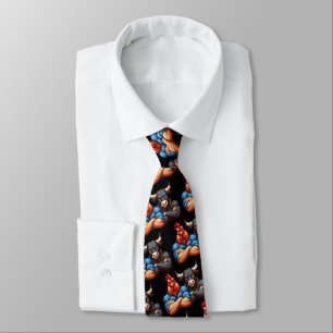 Not Amused Rooster and Ox Folded Arms Stare Tie