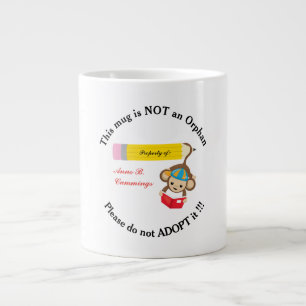 Not an Orphan Please Do Not Adopt Monkey Reader Large Coffee Mug