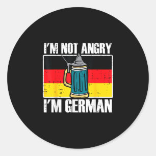 Not angry im german flag funny men women classic round sticker