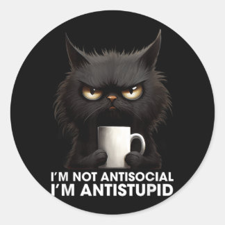 Not Antisogovernment Agencyl Antistupid Depressed Classic Round Sticker