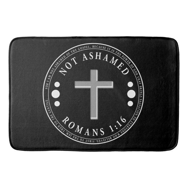 Not Ashamed of the Gospel Christian Verse Bath Mat (Front)