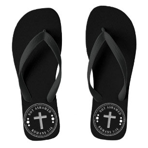Not Ashamed of the Gospel Christian Verse Flip Flops