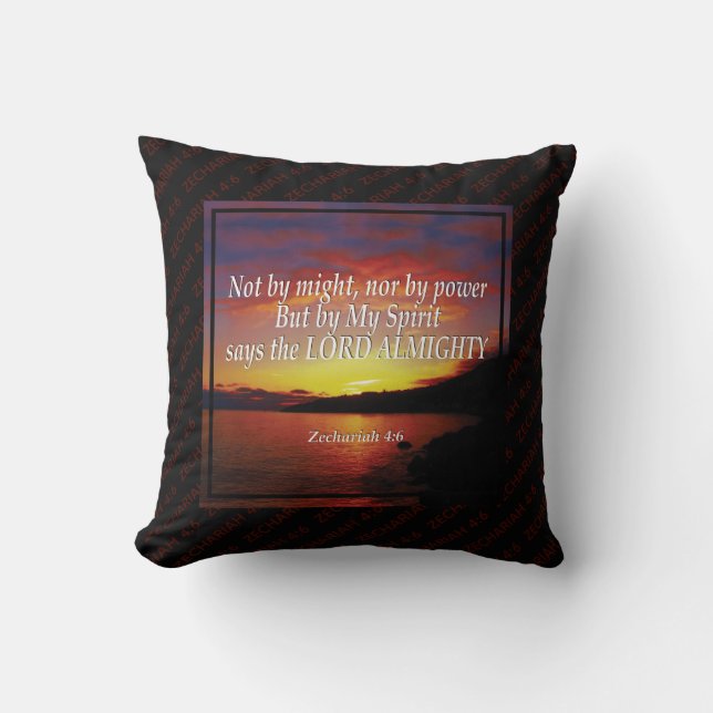 NOT BY MIGHT NOR BY POWER Christian Throw Pillow (Front)