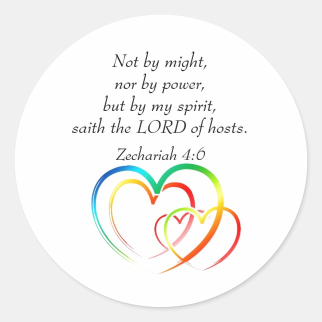 Not by Might - Zechariah 4:6  Classic Round Sticker (Front)