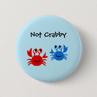 Not Crabby Red and Blue Crabs Funny Nautical 2 Inch Round Button