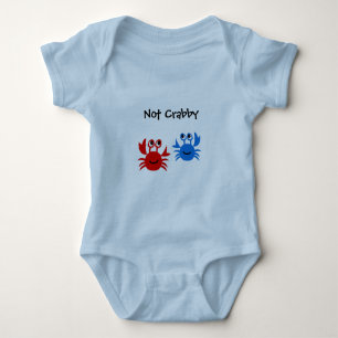 Not Crabby Red and Blue Crabs Funny Nautical Baby Bodysuit