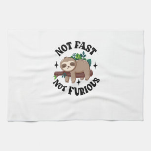 Not Fast Not Furious Funny Cute Sleepy Sloth Kitchen Towel