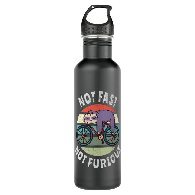 Not Fast Not Furious lazy sloth sleeping bicycle 710 Ml Water Bottle (Front)