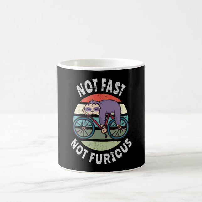 Not Fast Not Furious lazy sloth sleeping bicycle Coffee Mug (Center)