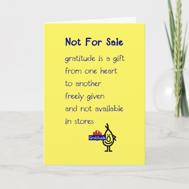 Not For Sale - a funny thank you poem (Front)