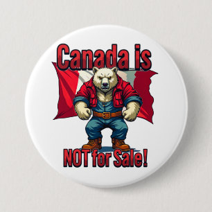 NOT FOR SALE, Canada, Polar Bear Lumberjack, Flag, 3 Inch Round Button