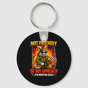Not friendly bunny easter egg hunt sarcastic humou keychain