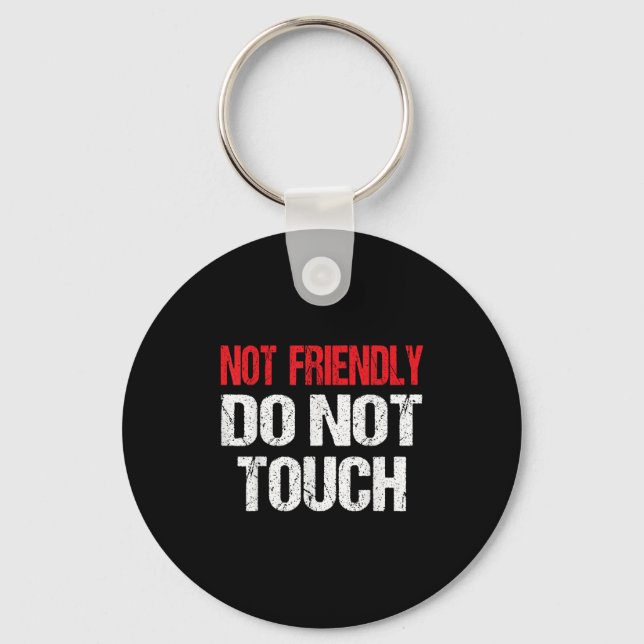 Not Friendly Do Not Touch Funny Sarcasm Quote  Keychain (Front)