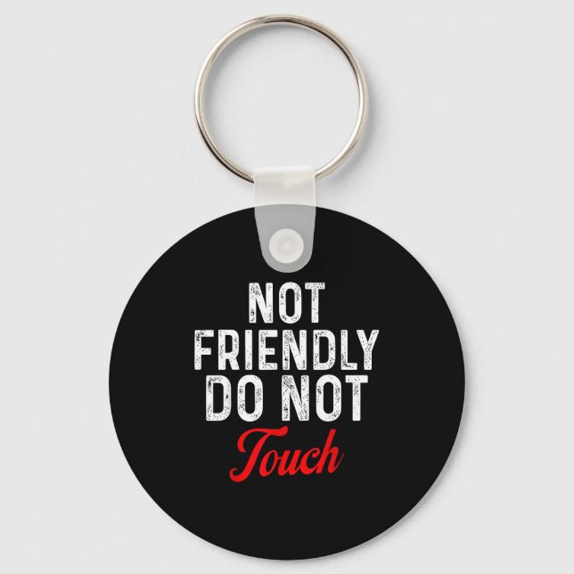 Not Friendly Do Not Touch Funny Sarcastic Quote _2 Keychain (Front)