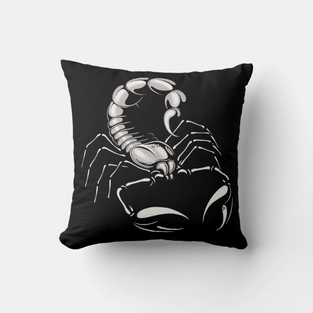 Not Funny Silver Scorpio Throw Pillow (Front)