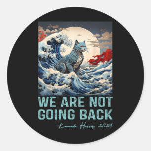 Not Going Back Cute Wave Of Blue Cats For Kamala Classic Round Sticker