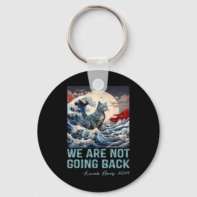 Not Going Back Cute Wave Of Blue Cats For Kamala  Keychain (Front)