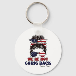 Not Going Back Messy Bun Usa Flag For President 20 Keychain