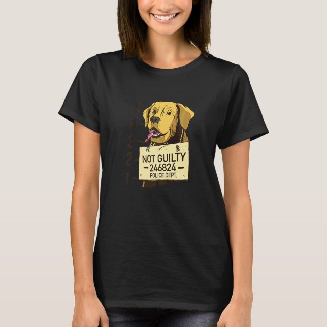 Not Guilty Dog Mugshot Prison T-Shirt (Front)