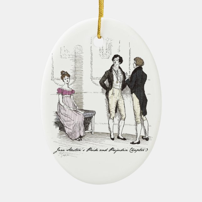 Not Handsome Enough, Jane Austen Pride & Prejudice Ceramic Ornament (Front)