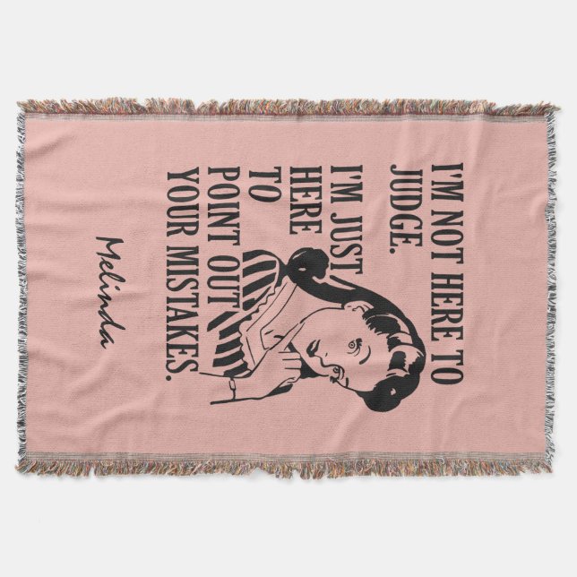 “Not Here To Judge” custom name & colour blanket (Front)