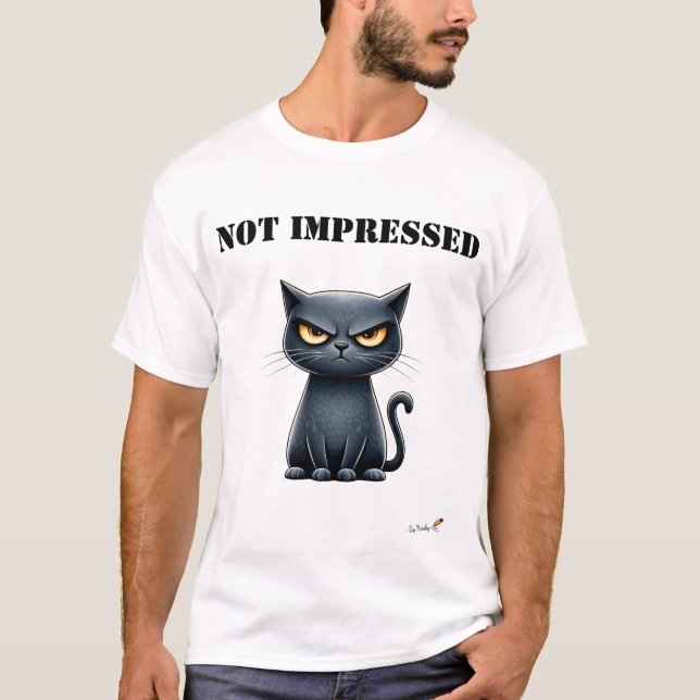 Not Impressed Funny Grumpy Cat T-Shirt (Front)