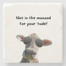 Not In the Mood Cow Marble Coaster