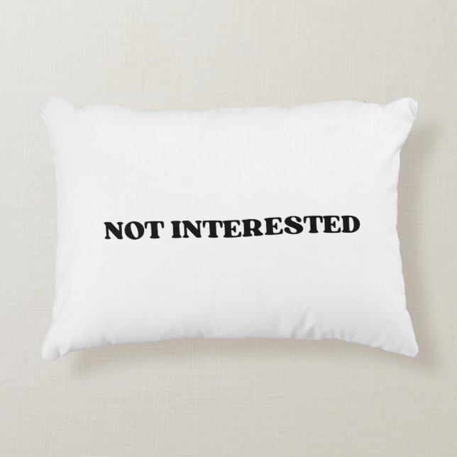 Not Interested Retro Typographic Minimalist Pillow (Front)