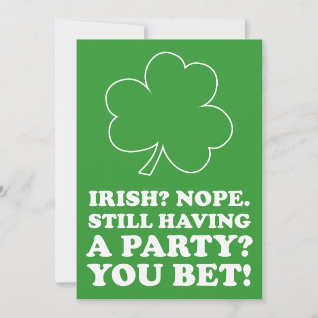 Not Irish St Patrick's Day Party Invite (Front)