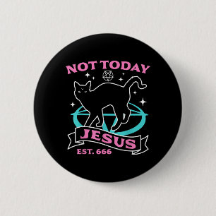 Not Jesus - Black Cat Pastel Goth Devil Halloween 2 Inch Round Button