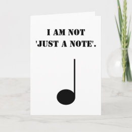 Not Just A Note Funny Humourous Pun Music Themed Note Card