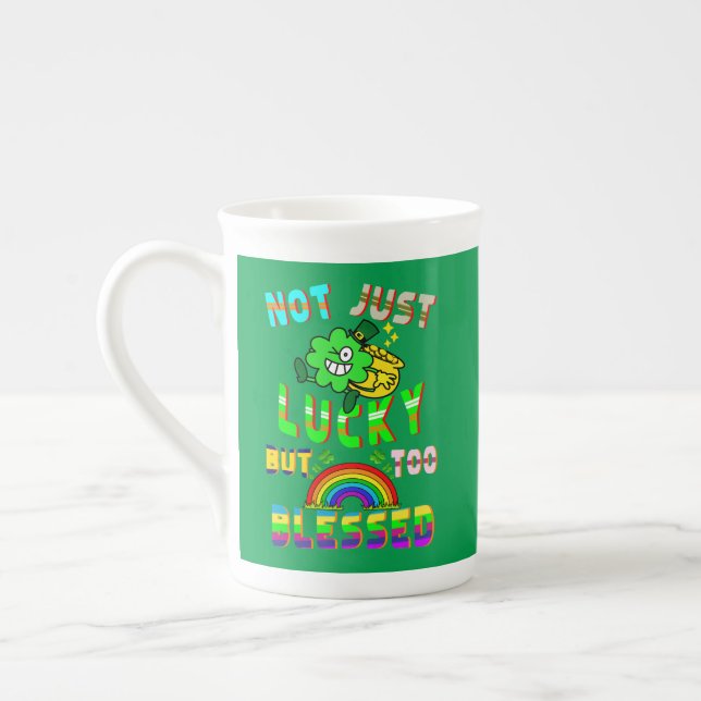 Not Just Lucky But Too Blessed Bone China Mug (Left)