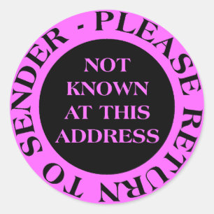 Not Known at this Address - II Magenta pink Classic Round Sticker