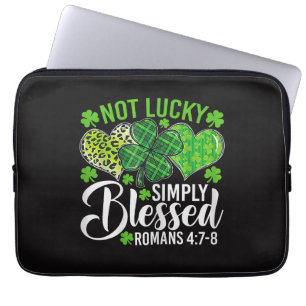 Not Lucky Simply Blessed Christian Laptop Sleeve