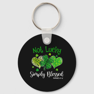 Not Lucky Simply Blessed Christian Shamrock St Keychain