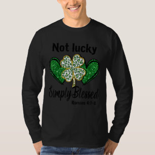 Not Lucky Simply Blessed Leopard Hearts Shamrock P T-Shirt